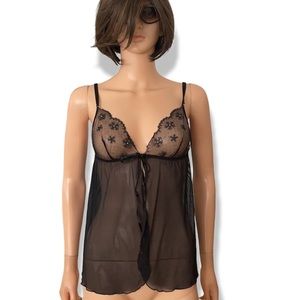 Intimissimi black sheer rhinestone teddy